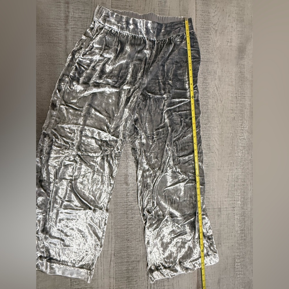 MAEVE by Anthropology Silver Metallic Silk Style Straight Leg Pants Size Medium - Picture 10 of 11